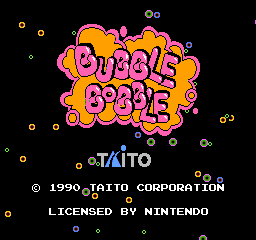 Bubble Bobble title screen for NES